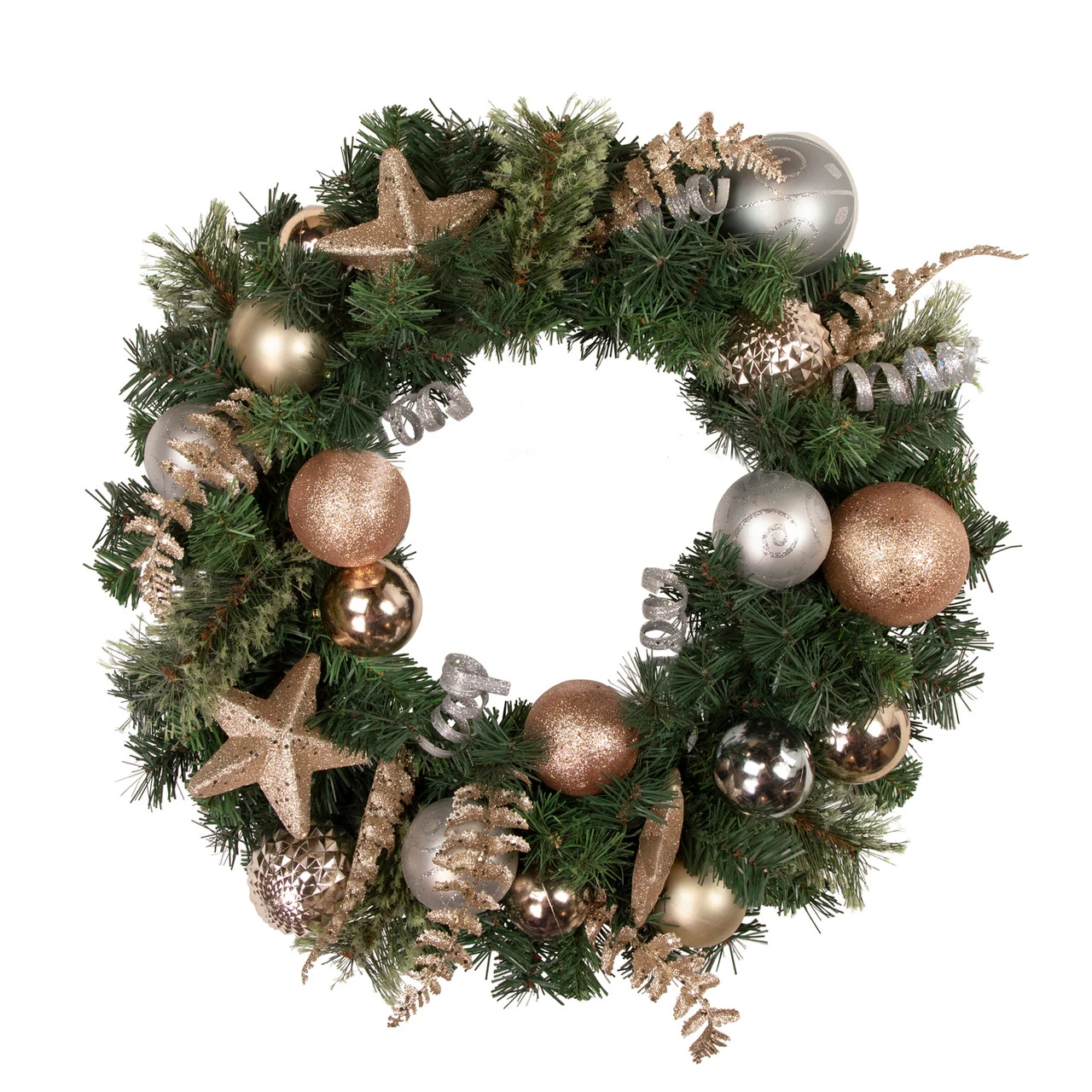 Pine And Ball Green Artificial Christmas Wreath - 24-Inch, Unlit 3 Pine And Ball Green Artificial Christmas Wreath - 24-Inch, Unlit