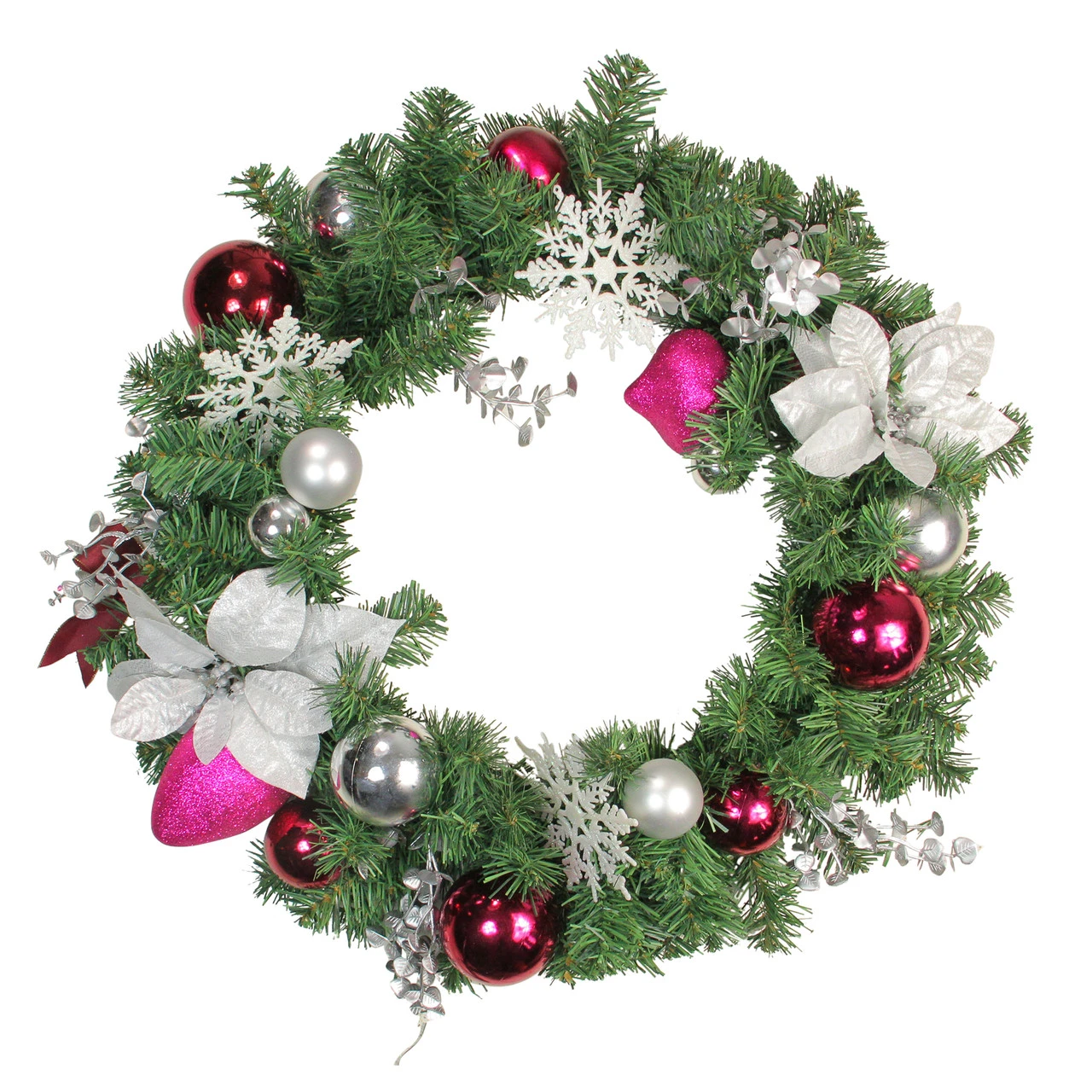 Poinsettia And Eucalyptus Artificial Christmas Wreath - 24-Inch, Unlit 3 Poinsettia And Eucalyptus Artificial Christmas Wreath - 24-Inch, Unlit