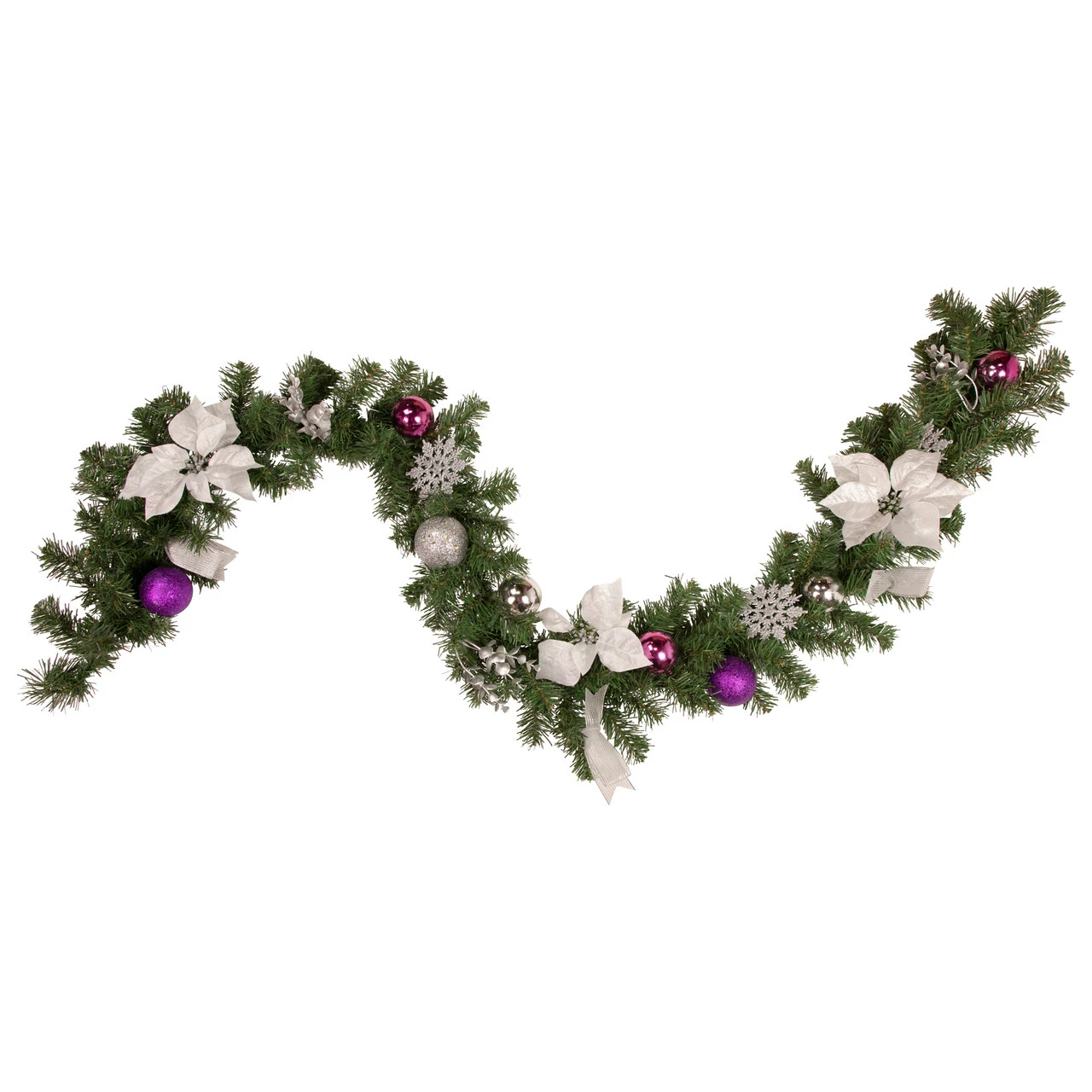 6' X 9" Foliage, Poinsettia And Ornament Artificial Christmas Garland, Unlit 3 6' X 9" Foliage, Poinsettia And Ornament Artificial Christmas Garland, Unlit