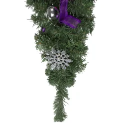 24" Pre-Decorated Pink Ball Ornament And Poinsettia Artificial Christmas Teardrop Swag, Unlit -Noel Twinkle Shop northlight s84820 3 64905.1667528381