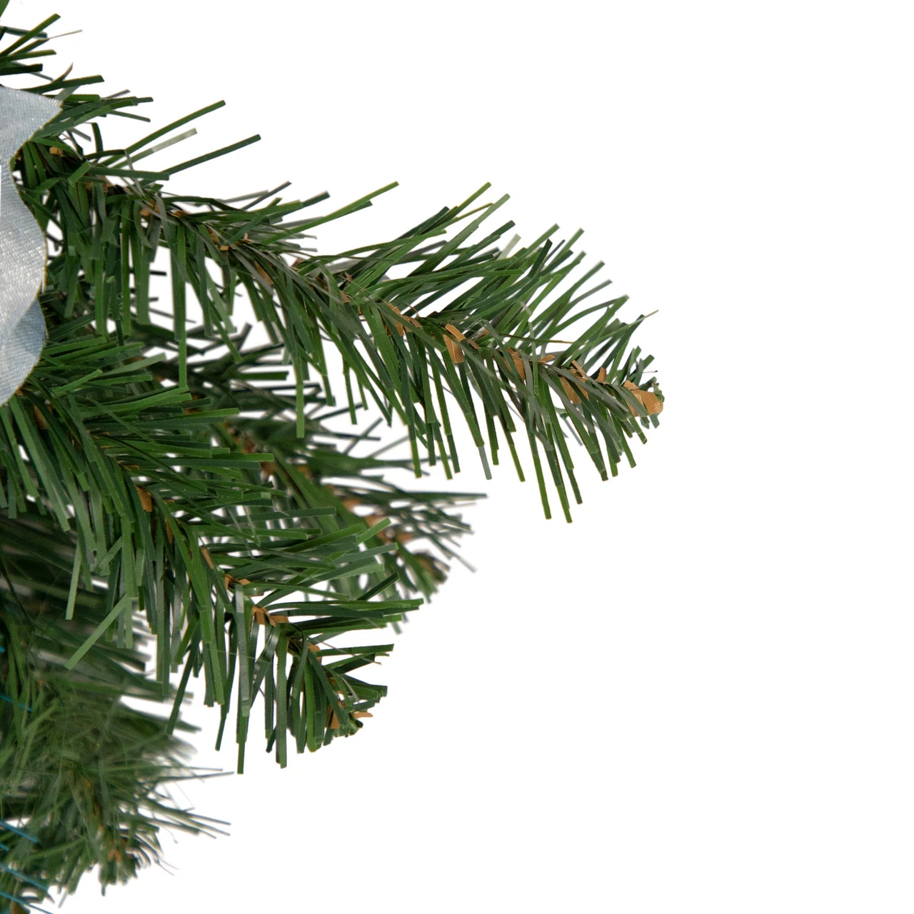 22" Peacock Feather And Poinsettia Artificial Christmas Teardrop Swag, Unlit 5 22" Peacock Feather And Poinsettia Artificial Christmas Teardrop Swag, Unlit - Image 3