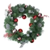Red And Silver Ornaments Artificial Christmas Wreath - 24-Inch, Unlit