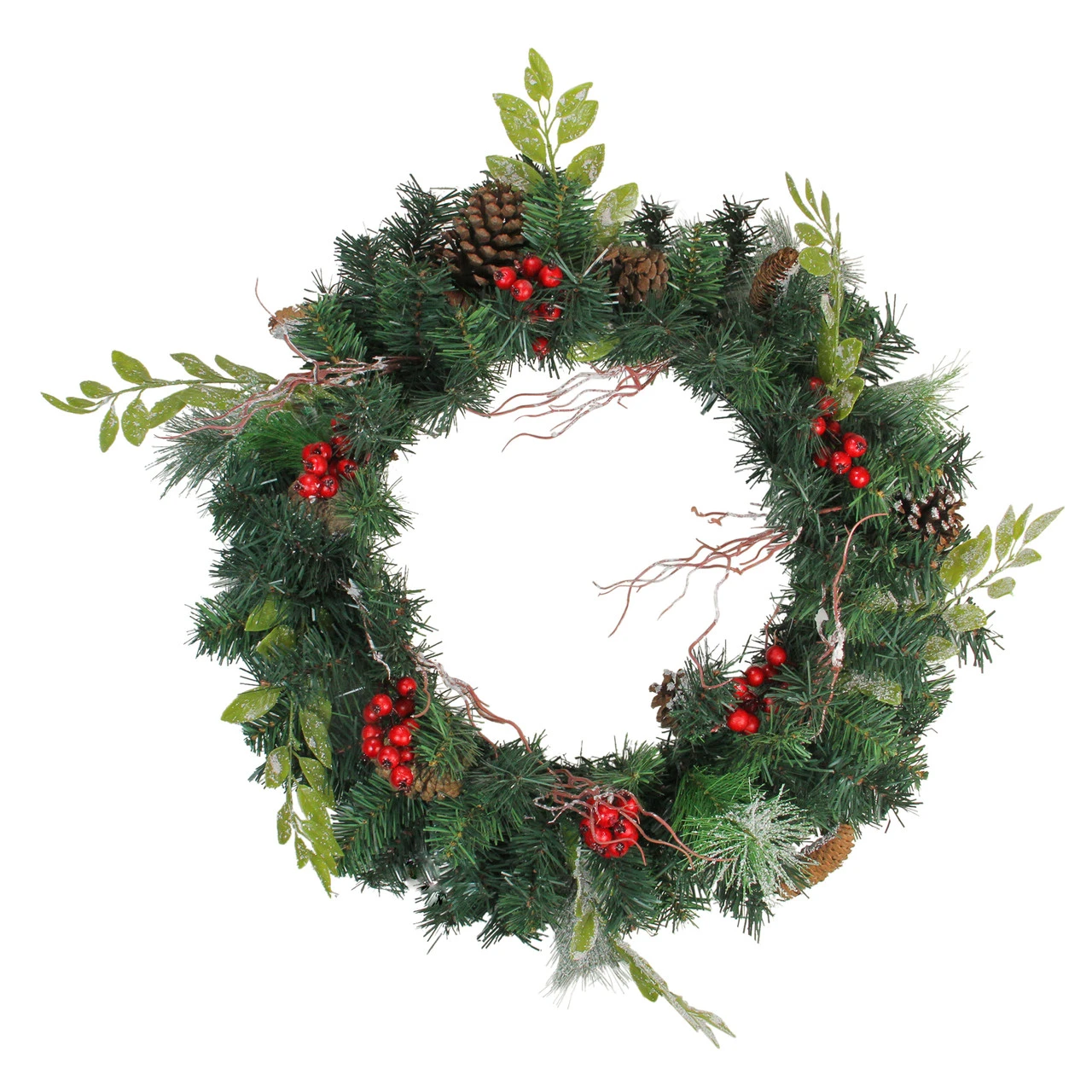 Pre-Decorated Frosted Pinecone And Berry Artificial Christmas Wreath - 24-Inch, Unlit 3 Pre-Decorated Frosted Pinecone And Berry Artificial Christmas Wreath - 24-Inch, Unlit