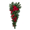 32" Red Poinsettia Pine Cone And Ball Artificial Christmas Teardrop Swag, Unlit 2 32" Red Poinsettia Pine Cone And Ball Artificial Christmas Teardrop Swag, Unlit -Noel Twinkle Shop northlight s84899 updated 20038.1671838565