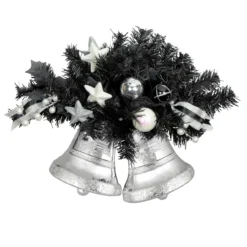 18" Decorated Black Pine Artificial Christmas Swag With Bells
