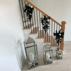 20" Pre-lit Decorated Black Pine Artificial Teardrop Christmas Swag, Warm White LED Lights -Noel Twinkle Shop northlight s92632 cxpic 87521.1671027779