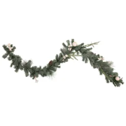 6' X 12" Pre-Lit Decorated Pine Artificial Christmas Garland, Warm White LED Lights