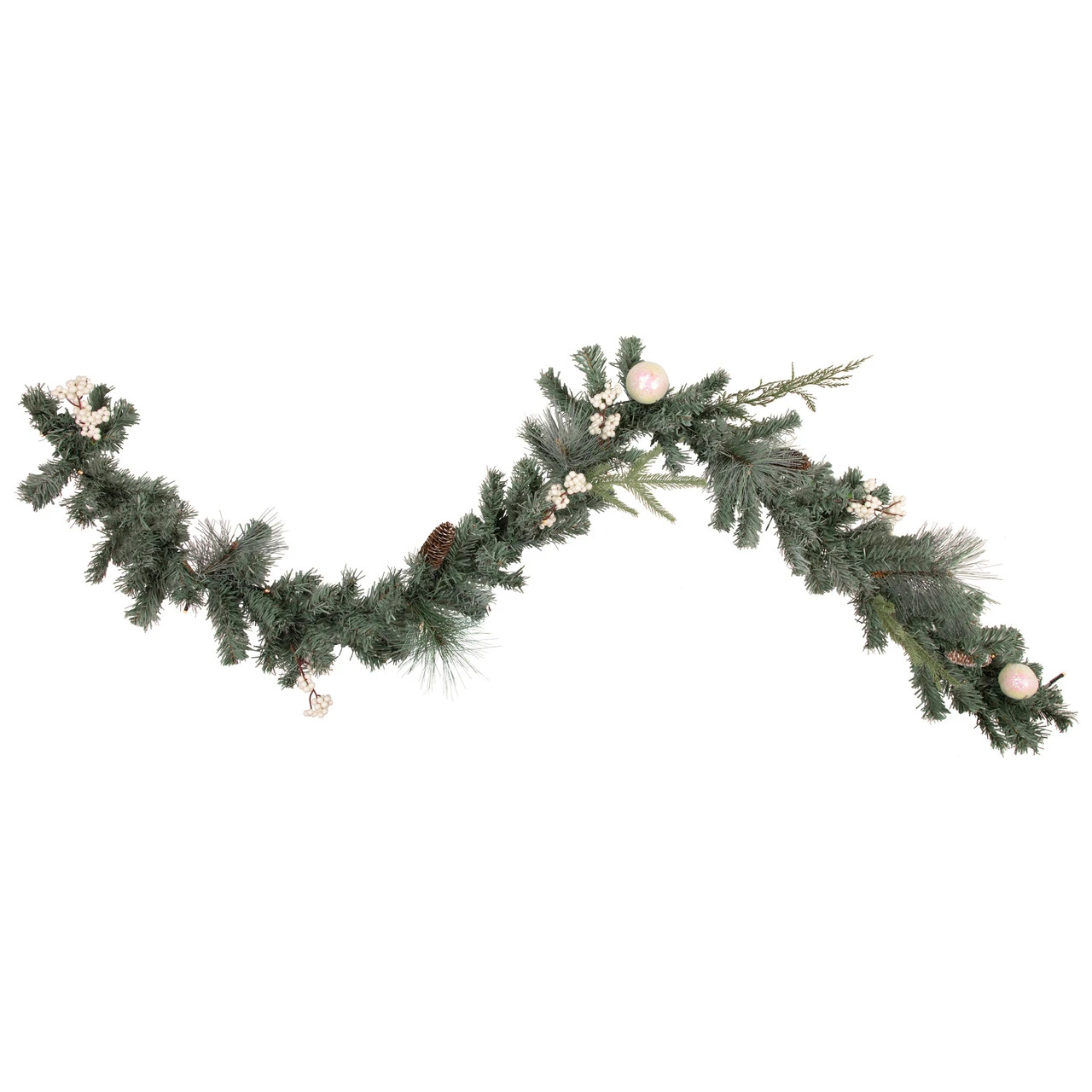 6' X 12" Pre-Lit Decorated Pine Artificial Christmas Garland, Warm White LED Lights 3 6' X 12" Pre-Lit Decorated Pine Artificial Christmas Garland, Warm White LED Lights