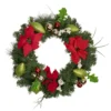 Decorated Red And Green Poinsettia And Pine Artificial Christmas Wreath, 24-inch, Unlit -Noel Twinkle Shop northlight s92645 updated 19900.1667573100