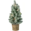 17-Inch Mini Artificial Tabletop LED Flocked Christmas Tree With Burlap Base- Clear Lights -Noel Twinkle Shop northlight sf89159 1 sample 39919.1667488082