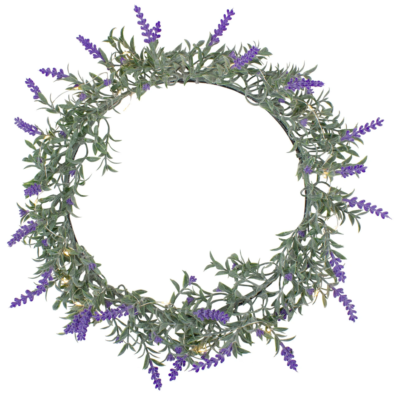 LED Lighted Artificial Lavender Spring Wreath- 16-inch, White Lights 3 LED Lighted Artificial Lavender Spring Wreath- 16-inch, White Lights