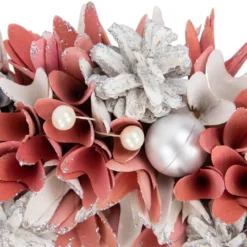 13" Pink And White Wooden Floral Christmas Wreath With Pinecones -Noel Twinkle Shop northlight sh16519 3 91109.1680051734