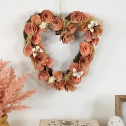10" Pink Wooden Rose Heart Spring Wreath With Butterflies -Noel Twinkle Shop northlight sh26781 3 updated 23713.1681741549