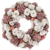 13" White And Pink Wooden Floral Christmas Wreath With Pinecones -Noel Twinkle Shop northlight sh27004 1 93802.1680051731