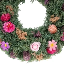 13" Pink Rose And Purple Thistle Mixed Floral Spring Wreath -Noel Twinkle Shop northlight sh27007 2 03784.1680051743