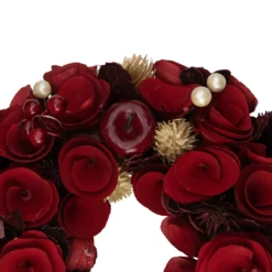 12" Red Wooden Rose Apple And Faux Pearl Artificial Valentines Wreath - Unlit 11 12" Red Wooden Rose Apple And Faux Pearl Artificial Valentines Wreath - Unlit -Noel Twinkle Shop northlight sh36198 2 56536.1673562267