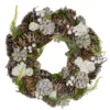 White Rose And Pine ConesArtificial Christmas Wreath, 13-Inch, Unlit