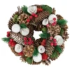 White Wooden Rose, Pine Cone And Berry Artificial Christmas Wreath, 10-Inch, Unlit -Noel Twinkle Shop northlight sh36203 1 42807.1667655148