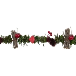 5' X 3.25" Red Wooden Rose, Twig And Apple Artificial Christmas Garland - Unlit -Noel Twinkle Shop northlight sh36207 1 32698.1667641384