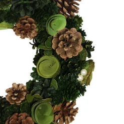 Green Wooden Rose And Pine Cone Artificial Christmas Wreath, 13.5-Inch, Unlit 7 Green Wooden Rose And Pine Cone Artificial Christmas Wreath, 13.5-Inch, Unlit -Noel Twinkle Shop northlight sh36220 2 29322.1667659930