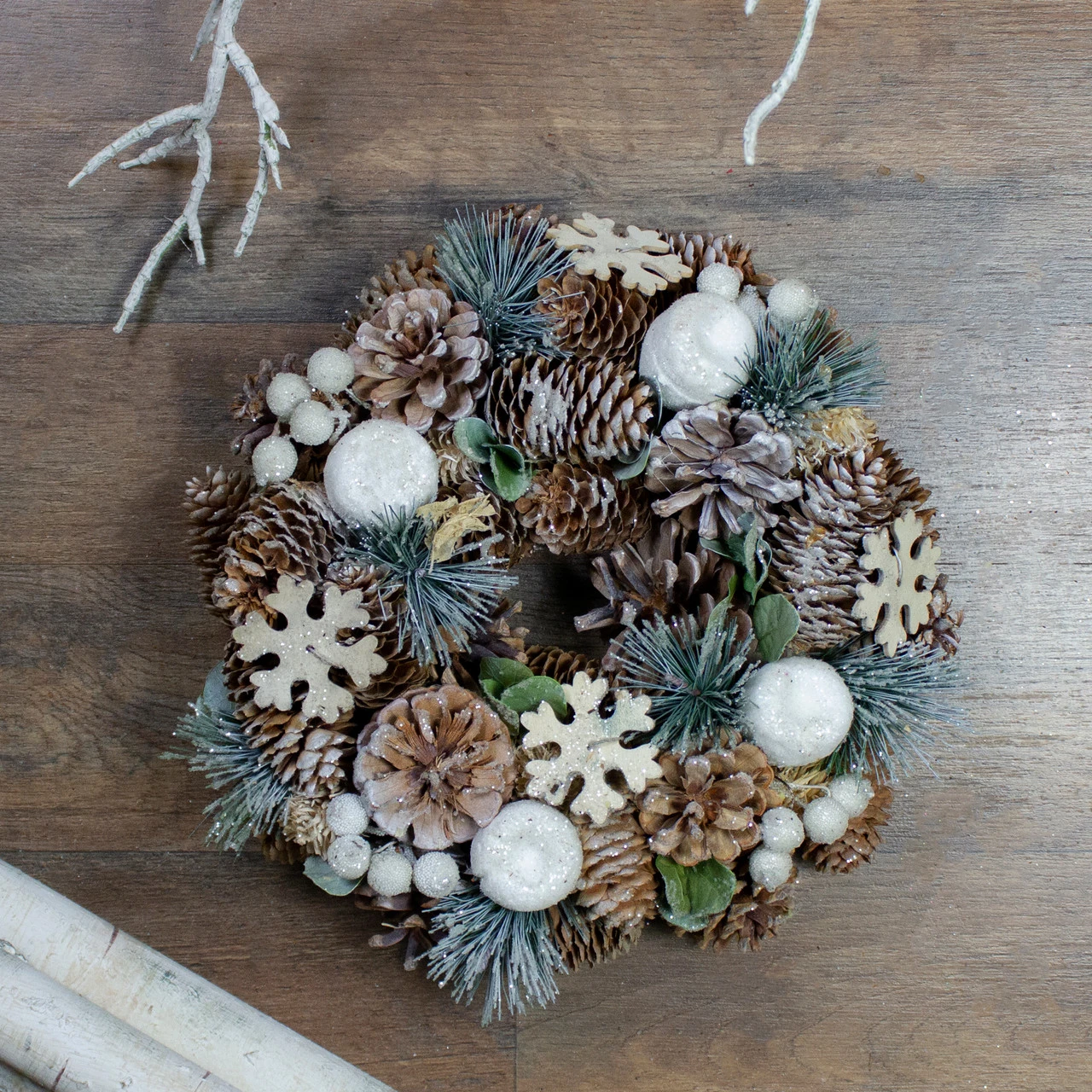 Frosted Glitter Pine Cone And Berries Artificial Christmas Wreath, 10.5-Inch, Unlit 4 Frosted Glitter Pine Cone And Berries Artificial Christmas Wreath, 10.5-Inch, Unlit - Image 2