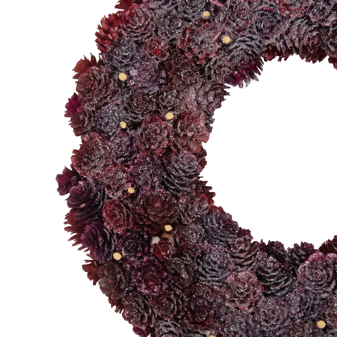 12.5"Wine Burgundy Glitter Pine Cone Artificial Christmas Wreath - Unlit 5 12.5"Wine Burgundy Glitter Pine Cone Artificial Christmas Wreath - Unlit - Image 3