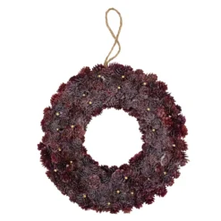 12.5"Wine Burgundy Glitter Pine Cone Artificial Christmas Wreath - Unlit