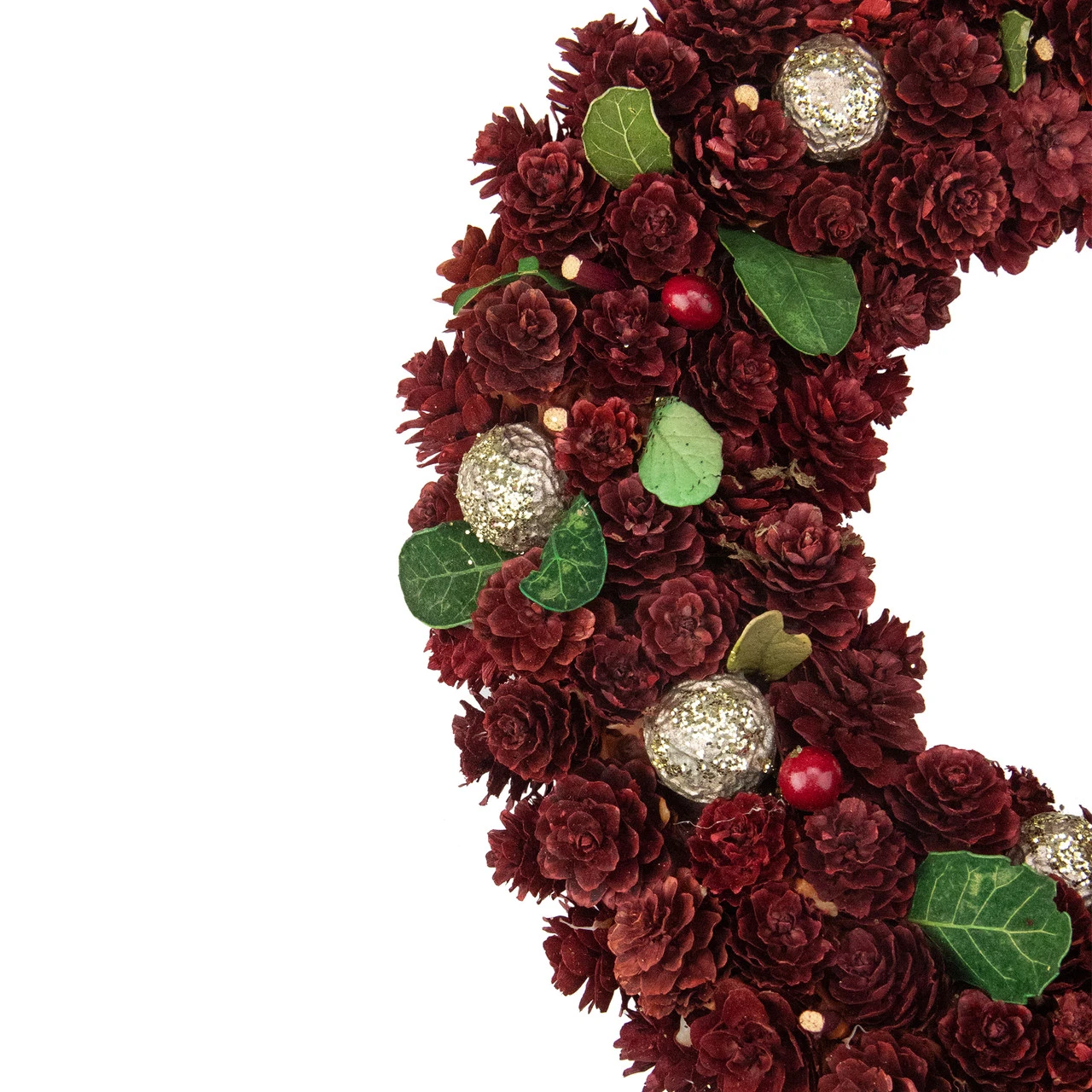 Red Pine Cone And Berry Artificial Christmas Wreath, 12-Inch, Unlit 5 Red Pine Cone And Berry Artificial Christmas Wreath, 12-Inch, Unlit - Image 3