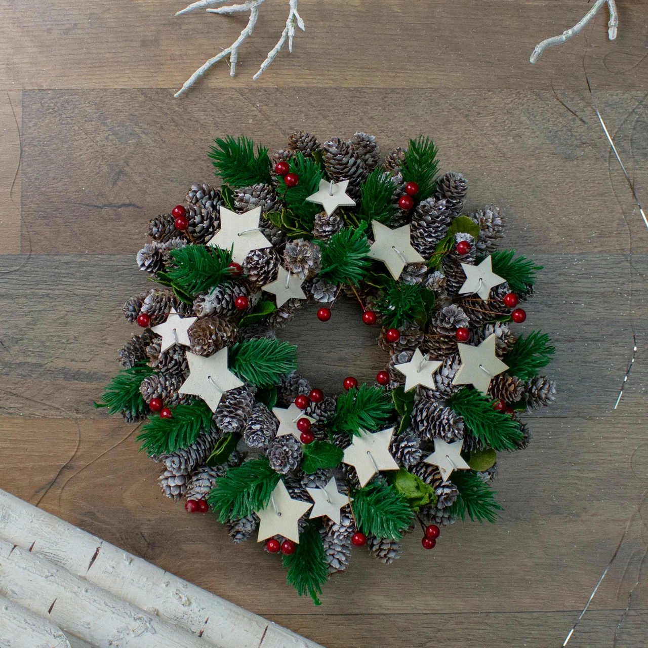 Pine Cone And Berries With Stars Artificial Christmas Wreath, 10-Inch, Unlit 4 Pine Cone And Berries With Stars Artificial Christmas Wreath, 10-Inch, Unlit - Image 2