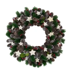 Pine Cone With Berries And Stars Artificial Christmas Wreath, 14-Inch, Unlit