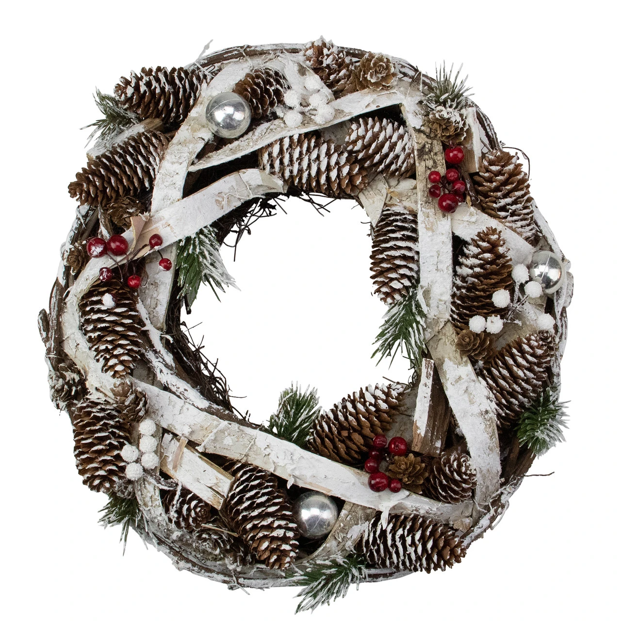 Birch Bark And Pine Cones Artificial Christmas Wreath - 13.5-Inch, Unlit 3 Birch Bark And Pine Cones Artificial Christmas Wreath - 13.5-Inch, Unlit