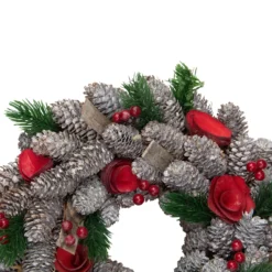 Pine Cones And Red Wooden Roses Artificial Christmas Wreath, 10-Inch, Unlit 9 Pine Cones And Red Wooden Roses Artificial Christmas Wreath, 10-Inch, Unlit -Noel Twinkle Shop northlight sh86451 1 18839.1667490025