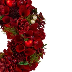 Red And Green Velvet Floral With Berries Christmas Wreath,12-Inch -Noel Twinkle Shop northlight sh89564 2 updated 15063.1667519205