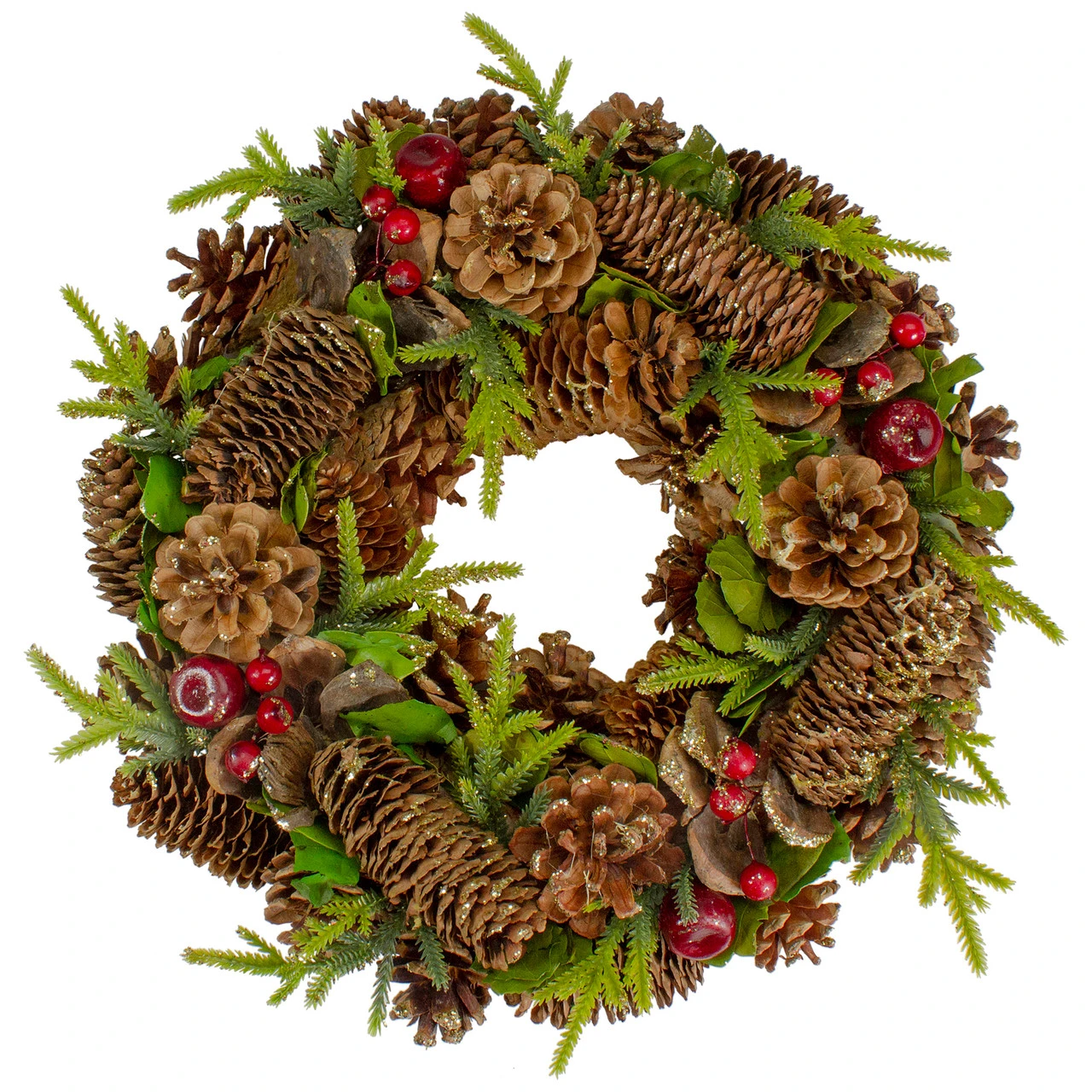 Green And Brown Pine Cone And Berry Christmas Wreath - 13" Unlit 3 Green And Brown Pine Cone And Berry Christmas Wreath - 13" Unlit