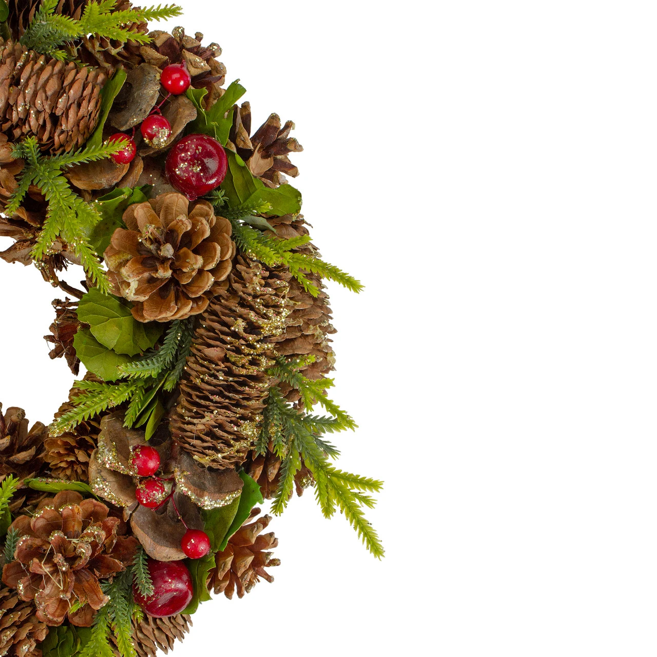Green And Brown Pine Cone And Berry Christmas Wreath - 13" Unlit 6 Green And Brown Pine Cone And Berry Christmas Wreath - 13" Unlit - Image 4