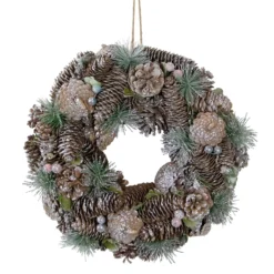 Glittered Pine Cones And Berries Artificial Christmas Wreath, 13-Inch, Unlit