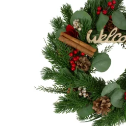 Green And Red "Welcome" Artificial Christmas Wreath - 12-Inch, Unlit -Noel Twinkle Shop northlight sh89630 2 updated 18903.1667572568