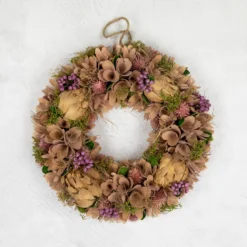 12" Purple And Beige Wooden Floral Spring Wreath With Preserved Artichoke -Noel Twinkle Shop northlight sh91453 ongray 85530.1680051728
