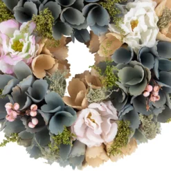 10" Tan And Blue Wooden Floral Spring Wreath 10 10" Tan And Blue Wooden Floral Spring Wreath -Noel Twinkle Shop northlight sh91470 2 15273.1680051730