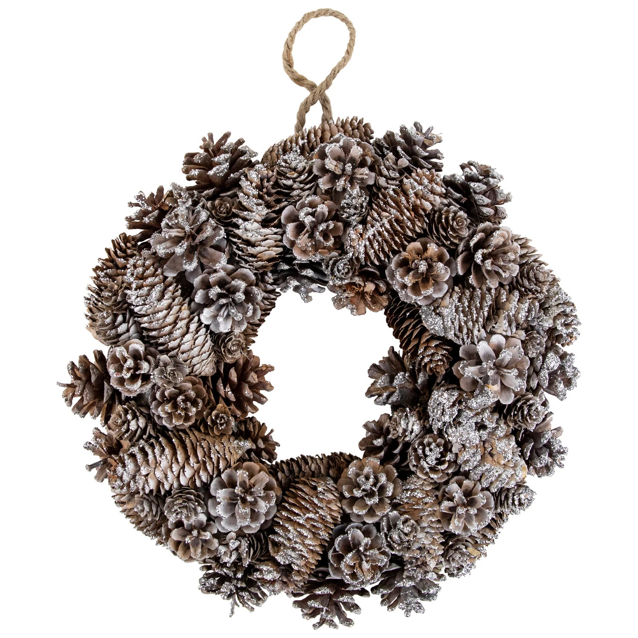 Frosted Assorted Pinecone Decorative Christmas Wreath, 13.5-Inch, Unlit 3 Frosted Assorted Pinecone Decorative Christmas Wreath, 13.5-Inch, Unlit