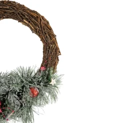 Red Ornaments, Pine Needle And Stars Frosted Christmas Wreath, 13.75-Inch -Noel Twinkle Shop northlight sh94268 4new 61296.1667929714