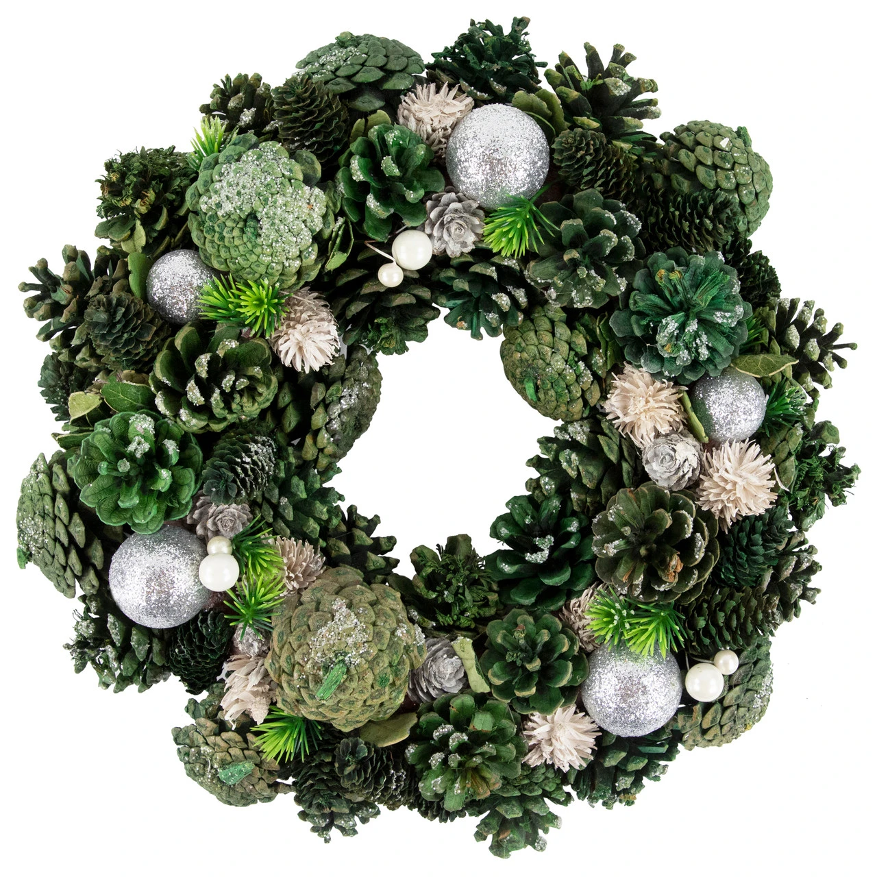 Green Pinecone And Foliage Artificial Christmas Wreath, 14-Inch, Unlit 5 Green Pinecone And Foliage Artificial Christmas Wreath, 14-Inch, Unlit - Image 3