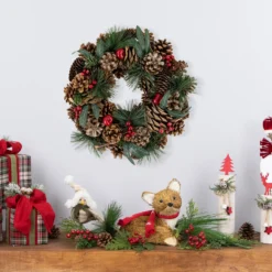 Green Mixed Foliage And Apple Artificial Christmas Wreath, 13.75-Inch, Unlit 6 Green Mixed Foliage And Apple Artificial Christmas Wreath, 13.75-Inch, Unlit -Noel Twinkle Shop northlight sh94277 2new 12112.1667946559