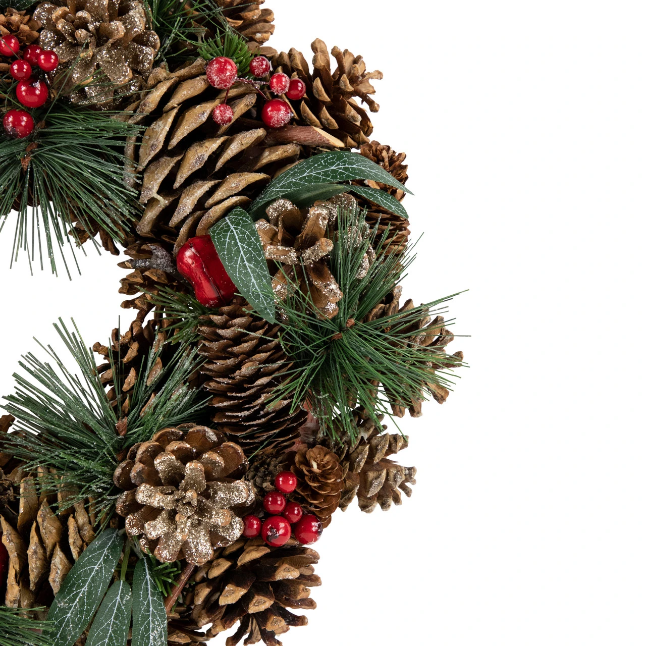 Green Mixed Foliage And Apple Artificial Christmas Wreath, 13.75-Inch, Unlit 5 Green Mixed Foliage And Apple Artificial Christmas Wreath, 13.75-Inch, Unlit - Image 3