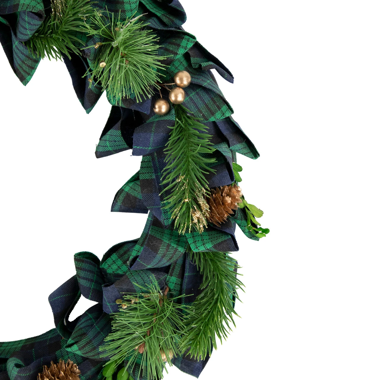 Blue And Green Plaid Bow Artificial Pine Christmas Wreath, 17.75-Inch, Unlit 4 Blue And Green Plaid Bow Artificial Pine Christmas Wreath, 17.75-Inch, Unlit - Image 2
