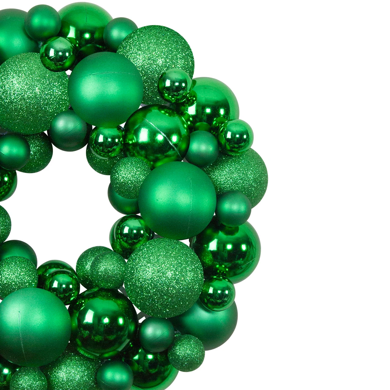 Green 3-Finish Shatterproof Ball Christmas Wreath - 13-Inch, Unlit 5 Green 3-Finish Shatterproof Ball Christmas Wreath - 13-Inch, Unlit - Image 3