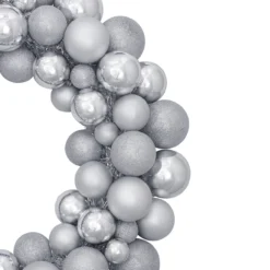 Silver Splendor 3-Finish Shatterproof Ball Christmas Wreath24" - Unlit -Noel Twinkle Shop northlight sm91057 3 updated 68879.1667490827