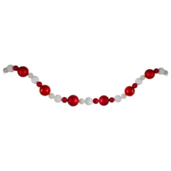6' Shatterproof Ball 3-Finish Red And White Christmas Garland
