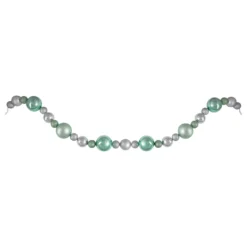 6' Silver And Seafoam Green 3-Finish Shatterproof Ball Christmas Garland
