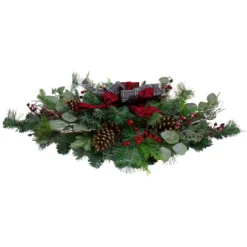 36" Dual Plaid Bows And Red Berries Artificial Christmas Swag - Unlit -Noel Twinkle Shop northlight sm91190 1 54419.1667530443